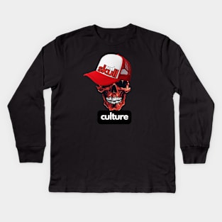 Red Skull Culture, Festival t-shirt, Unisex t-shirt, tees, men's t-shirt, women's t-shirt, summer t-shirt, trendy t-shirt, t-shirt with hats Kids Long Sleeve T-Shirt